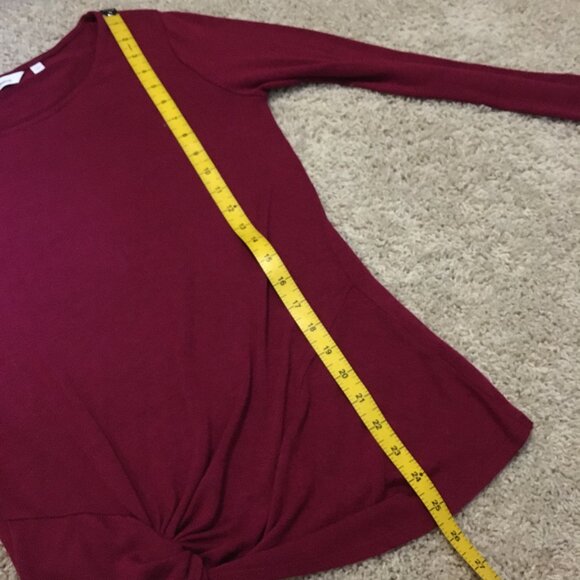 Merlot Red Twist Hem Pullover Knit Sweater Top - Picture 14 of 15